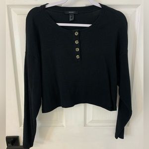 Forever 21 Black cropped long-sleeve shirt with buttons